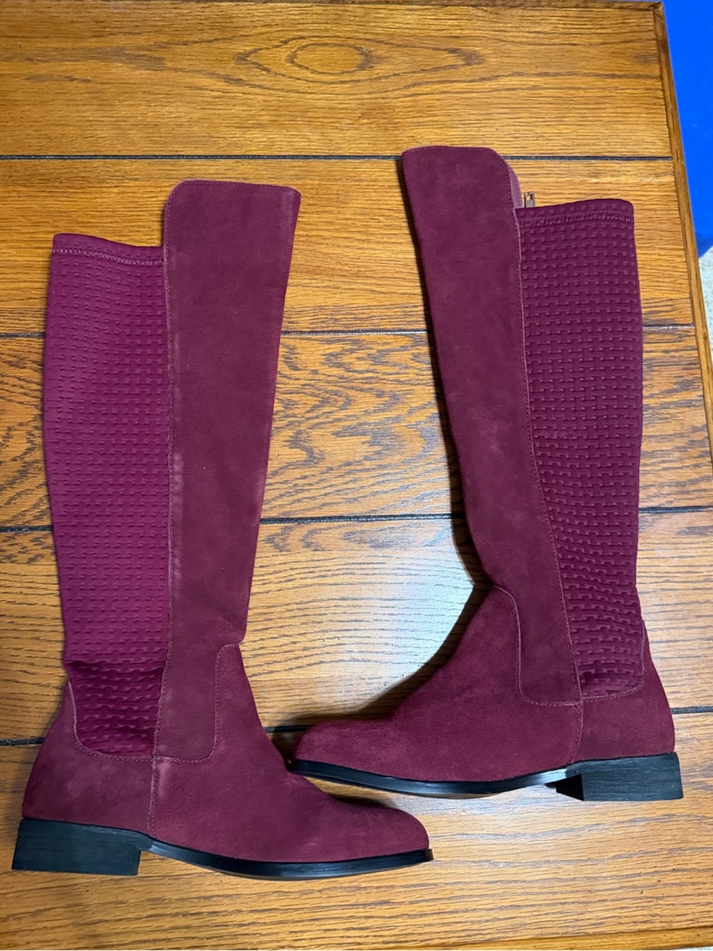 NWOT Women's Knee-High Suede Riding Boots - Burgundy 6